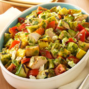 Grilled Chicken Panzanella with Basil Vinaigrette