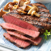 Miso-Marinated Flatiron Steaks with Shiitake Mushrooms