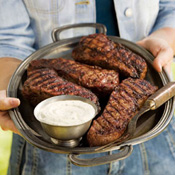 Black Pepper New York Strip Steaks with Horseradish Sauce