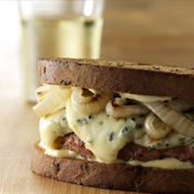 Blue Cheese Chicken Patty Melts with Grilled Onions