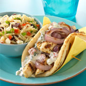 Chicken Gyros with Tomato Tzatziki