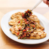 Chicken Paillards with Tomato and Olive Relish