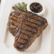 Dry-Rubbed Porterhouse Steaks with Barbecue Steak Sauce
