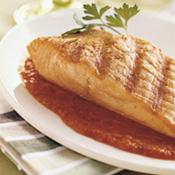 Grilled Salmon and Smoky Tomato Chipotle Sauce
