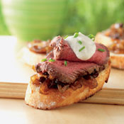 Filet Mignon Crostini with Balsamic Onion Jam