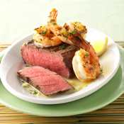 Filet Mignon Steaks with Garlicky Shrimp