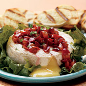 Grape Leaf-Wrapped Brie with Grape Salsa