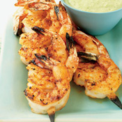 Juicy Shrimp with Roasted Chile and Avocado Sauce